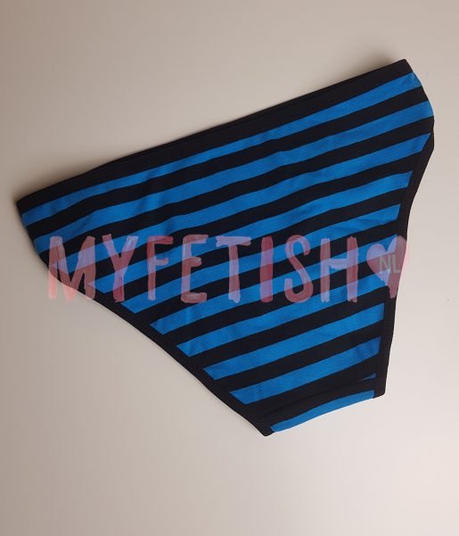 Gedragen blauw met zwart gestreept slipje - Afbeelding 2